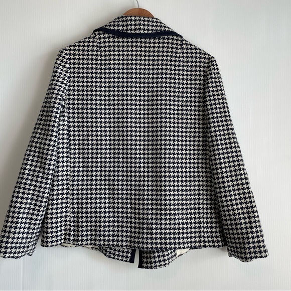 Vintage Stylish Houndstooth blazer Jacket ladies workers union navy and white - Picture 6 of 10